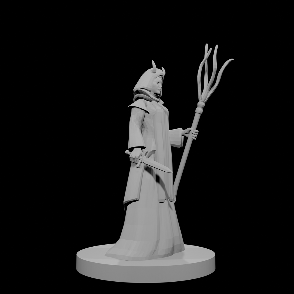 Tiefling Wizard with Archmage Robes and Tentacle Staff