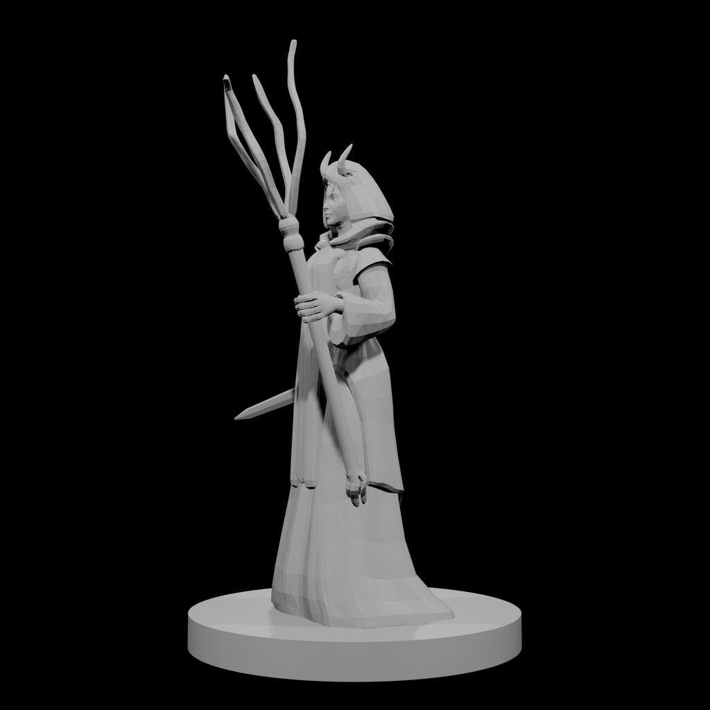 Tiefling Wizard with Archmage Robes and Tentacle Staff