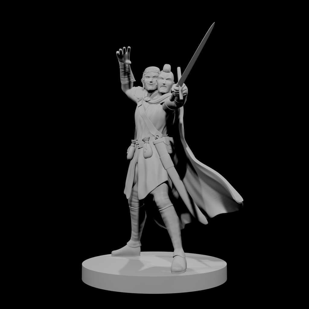 Two Headed Human Male Sorcerer Fighter